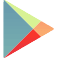 Google Play Store logo: a triangular shape with segments in green, blue, yellow, and red, resembling a play button, on a transparent background.